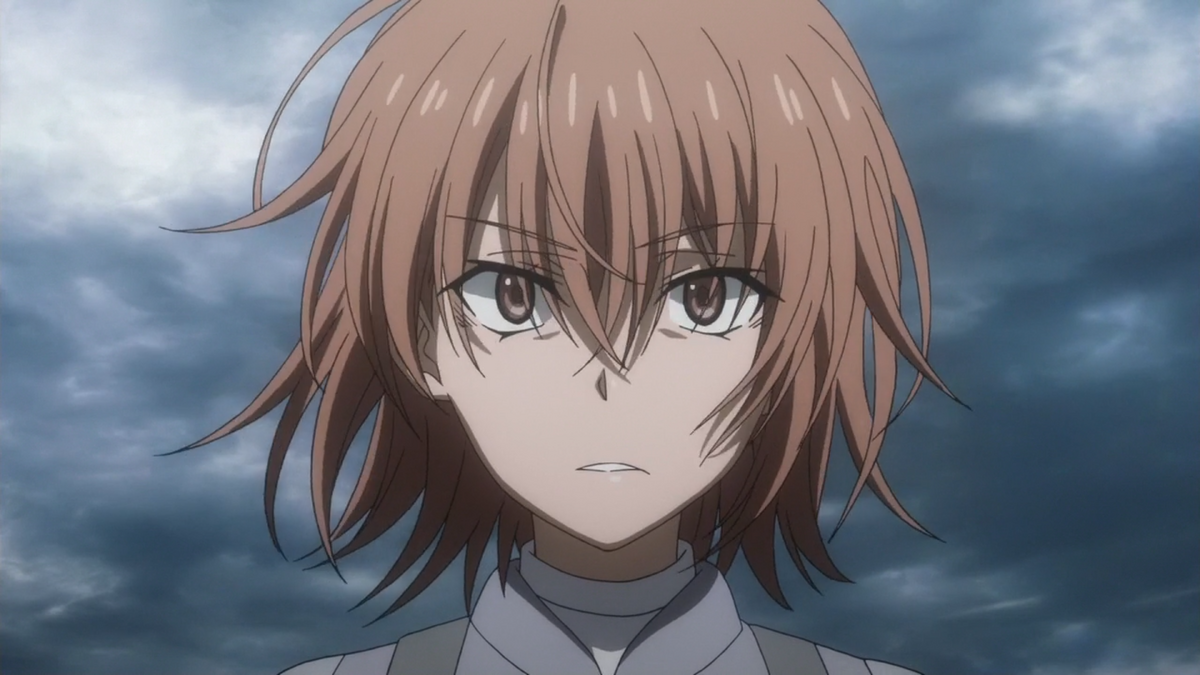 Misaka Worst with a slightly shocked face expression.